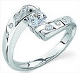 Platinum Bypass Design Accented Solitaire Ring .7 CTW Ref 267081