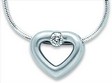 Platinum Diamond Heart Pendant Slide on 18 inch Chain .1 Carat Ref 931850