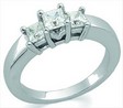 Platinum 3 Stone Princess Cut Diamond Ring .88 CTW Ref 745660