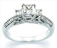Platinum 3 Stone Engagements Rings with Matching Bands