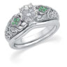 Antique Bridal Solitaire with Genuine Emerald and Diamond Accents Ref 270538