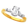 Two Tone Engagement Ring and Matching Band 1 Carat Emerald Cut Center Ref 662934