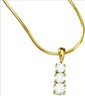 14KY 3 Stone Cubic Zirconia Pendant on 18 inch Diamond Cut Snake Chain Ref 131238