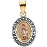 Tri Color Our Lady of Guadalupe Oval Pendant 25.25 x 19.75mm Ref 588336
