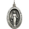 SS 23 x 16mm Oval Miraculous Medal with 18 inch Curb Chain Ref 479376