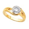 Two Tone Round Bezel Set Engagement Ring .75 Carat Ref 568008