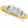 Two Tone Princess Bar Set Engagement Ring with Tapered Baguettes Ref 629826