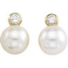 Earrings with Pearls and Diamonds 8mm Cultured Pearls .2 CTW Ref 441151