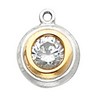 Two Tone Round Swarovski Solitaire Back Set Bezel Dangles 3mm Ref 946544