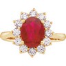 Chatham Ruby 9 x 7mm and Diamond Ring .63 CTW Ref 162039