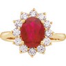 Chatham Ruby 9 x 7mm and Diamond Ring .63 CTW Ref 162039