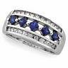 Blue Genuine Sapphire Diamond Anniversary Ring .2 CTW Diamonds Ref 579007