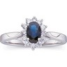 Genuine Blue Sapphire and Diamond Ring 6 x 4mm Ref 504591