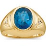 Gents Genuine London Blue Topaz and Diamond Ring 12 x 10mm Ref 751835
