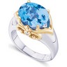 Genuine Swiss Blue Topaz and Diamond Ring 12 x 10mm Ref 829438
