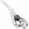 Black Freshwater Cultured Pearl & Diamond Brooch | 9 mm | SKU: 62796