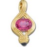 Genuine Pink Tourmaline and Blue Sapphire Pendant Slide Ref 486813