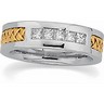 6mm Two Tone Hand Woven Diamond Duo Wedding Band Ref 433147