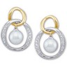 Two Tone Akoya Pearl and Diamond Earrings 6.5mm .17 CTW Ref 645568