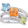 Citrine, Peridot, Swiss Blue Topaz and Diamond Ring .17 CTW Ref 780665