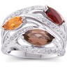 Genuine Smoky Quartz, Citrine and Diamond Ring .17 CTW Ref 303974