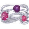 Amethyst, Rhodolite Garnet, Pink Tourmaline and Diamond Ring Ref 272703