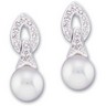 Freshwater Cultured Pearl and Diamond Earrings | 1/6 carat TW | 7 mm | SKU: 64489