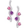 Amethyst Rhodolite Garnet Tourmaline and Diamond Earrings .1 CTW Ref 123459