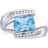 Genuine Swiss Blue Topaz and Diamond Ring 9 x 7mm .8 CTW Ref 741196