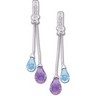 Genuine Swiss Blue Topaz, Amethyst and Diamond Earrings Ref 760754