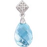 Genuine Swiss Blue Topaz and Diamond Pendant 12 x 8mm Ref 621033