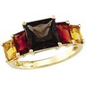 Genuine Citrine, Madeira Citrine and Smokey Quartz & Diamond Ring | 5 x 4, 6 x 4, 8 x 8 mm | SKU: 64903