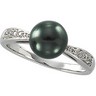 Tahitian Pearl and Diamond Ring 8mm Round 0.1 CTW Diamonds Ref 151898