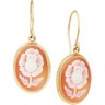 Genuine Carnelian Shell Cameo Flower Earrings 18.5 x 14.1mm Ref 964647