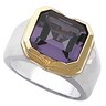 Two Tone Emerald Cut Genuine Amethyst Ring 12 x 10mm Ref 988008