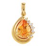 Pear Shaped Citrine and Diamond Pendant 9 x 6mm Ref 247978