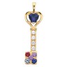 Mothers Key Pendant with Heart and Round Cut Gemstones Ref 146035