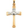 Two Tone Hollow Claddagh Cross Pendant | Height: 27.0mm; Width: 19.5mm | SKU: R41045